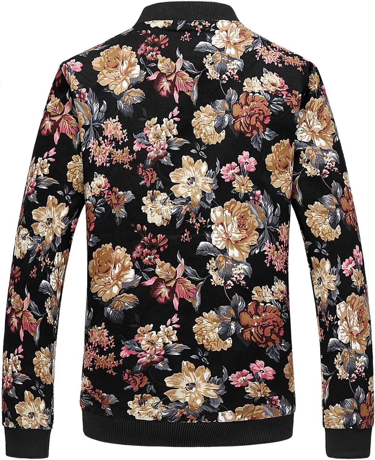 HENGAO Men's Stylish Floral Bomber Jacket