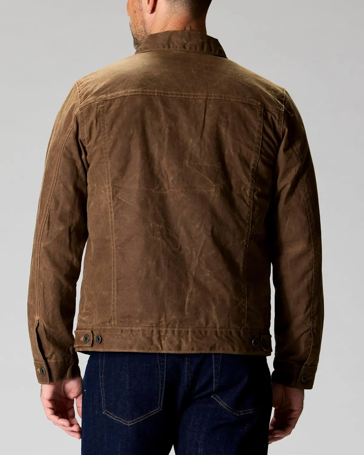 Huckberry Flint and Tinder Men's Flannel-Lined Waxed Trucker Jacket, Water & Weather Resistant Mens Jacket