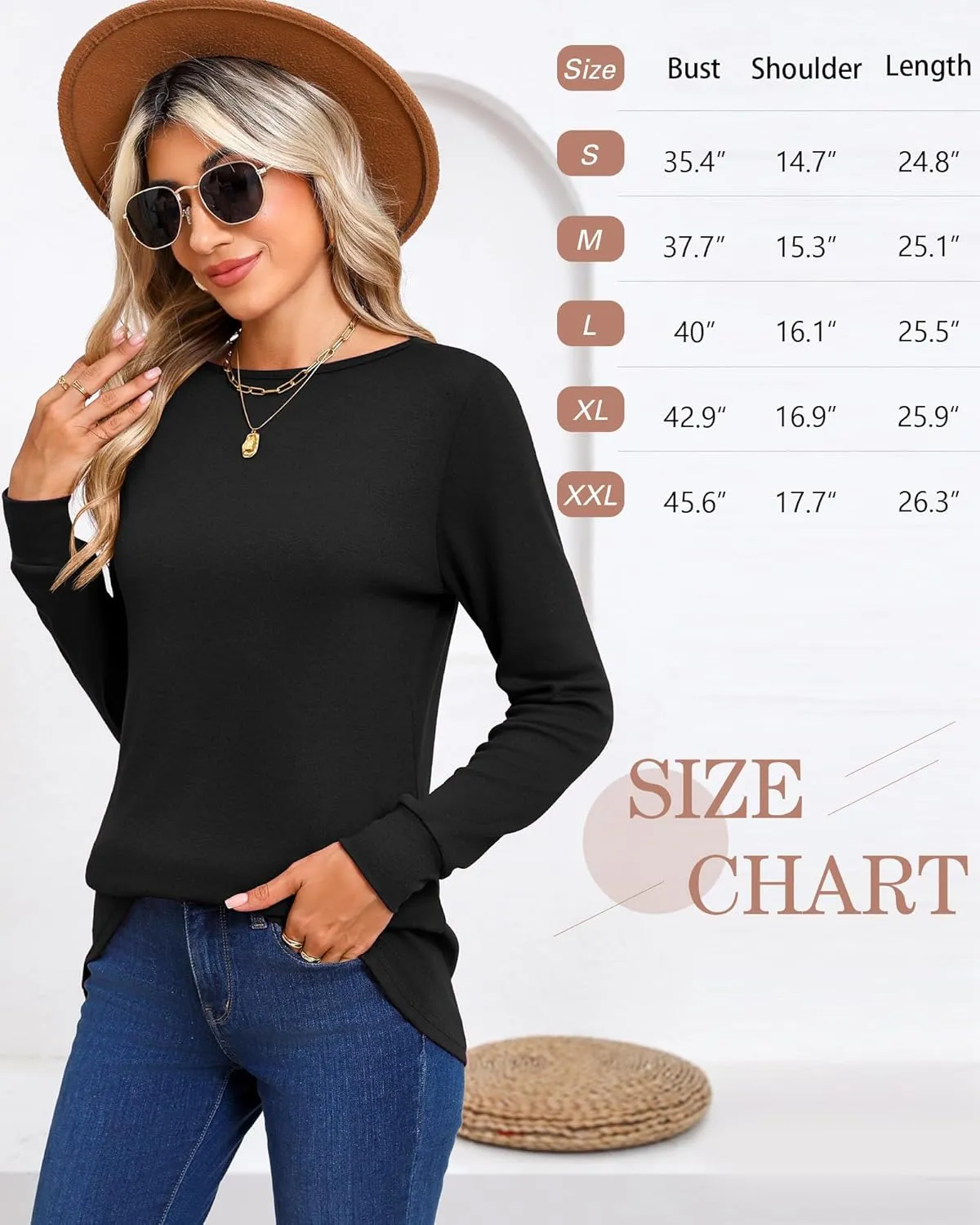 Huukeay 3 Pack Women's Long Sleeve Shirts Cotton Boat Neck Tee Basic Casual Tunic Top Loose Fit Outfits Clothes with Leggings
