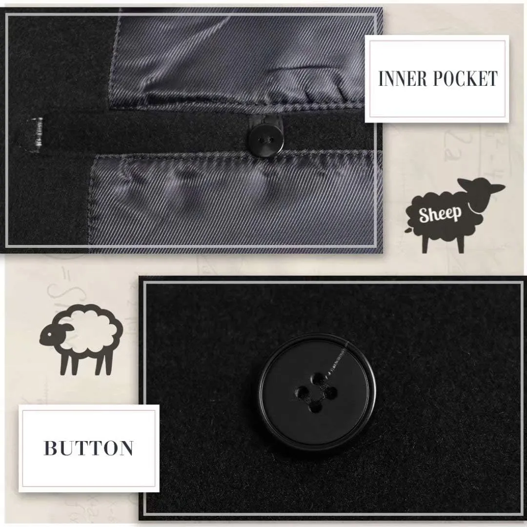 iCKER Mens Trench Coat Winter Wool Blend Jacket Overcoat Long Top Coat Warm Pea Coat