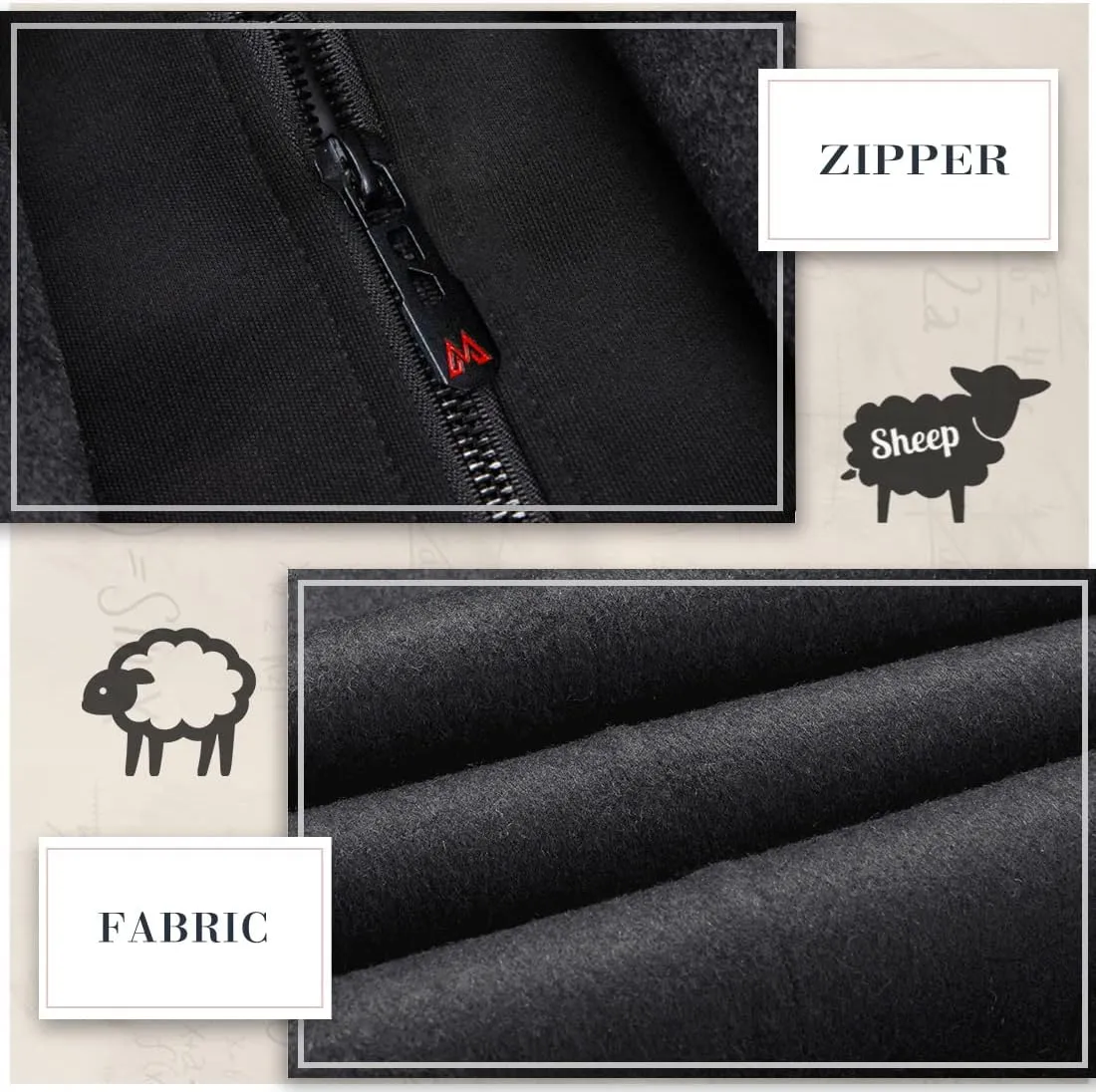 iCKER Mens Trench Coat Winter Wool Blend Jacket Overcoat Long Top Coat Warm Pea Coat