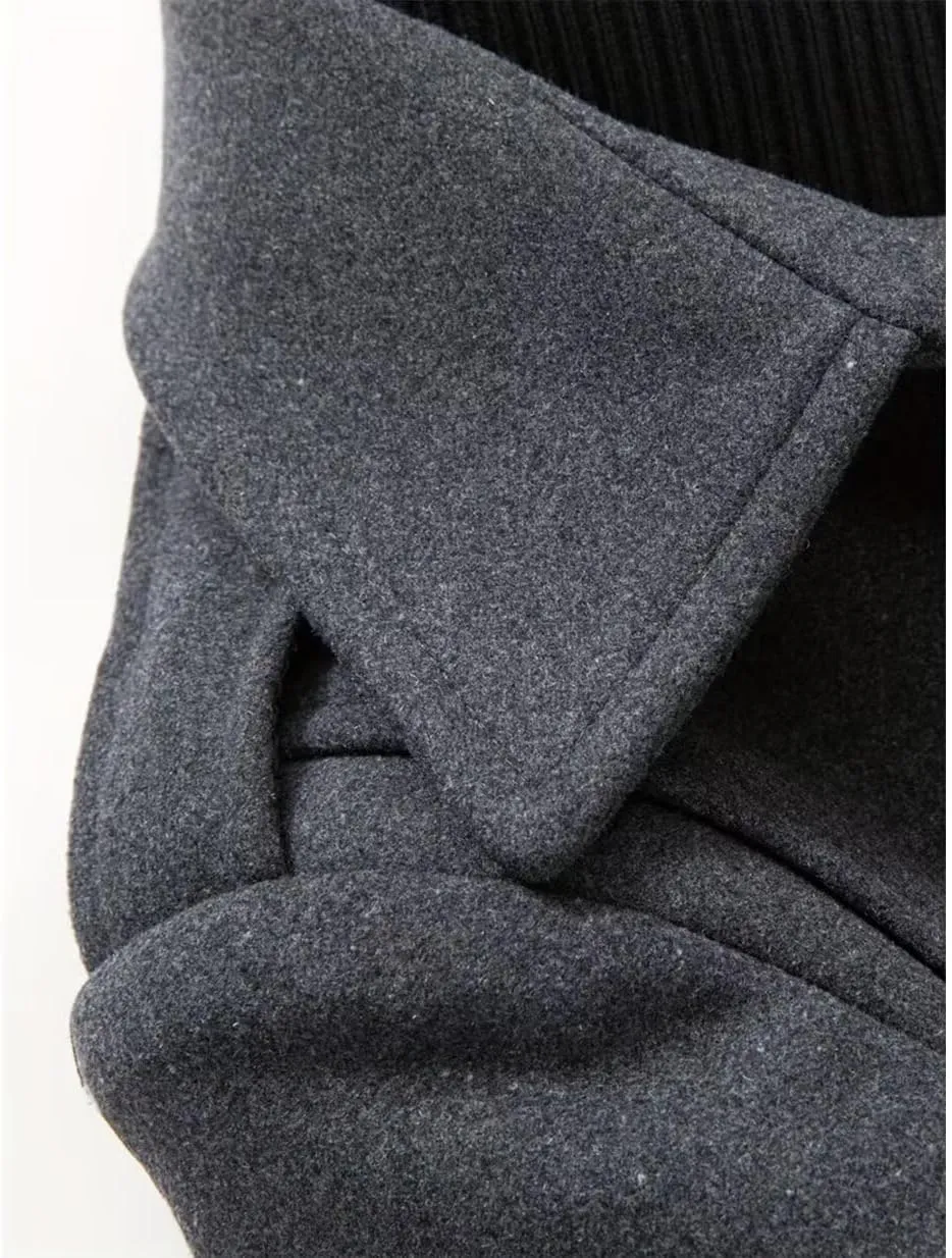 INVACHI Men's Wool Blend Coat Warm Winter Trench Coat with Removable Inner Collar Single Breasted Overcoat