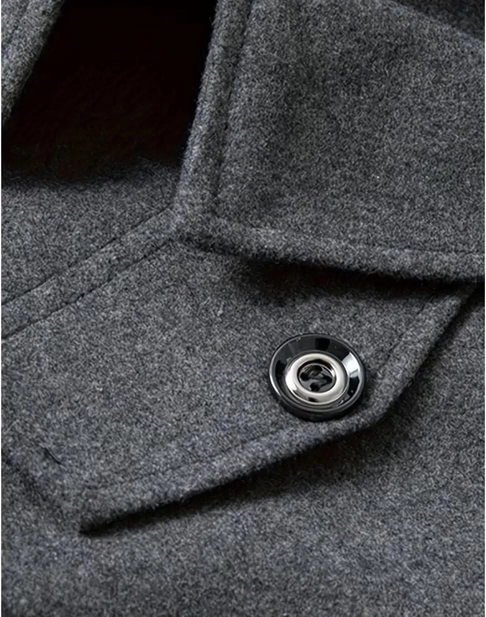 INVACHI Men's Wool Blend Coat Warm Winter Trench Coat with Removable Inner Collar Single Breasted Overcoat