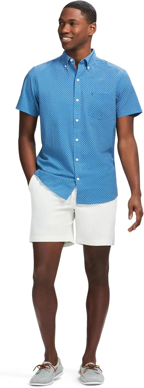 Izod Mens Breeze Short Sleeve Button Down Patterned Shirt