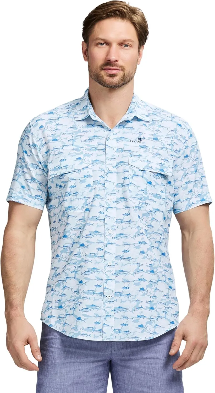 IZOD Men's Sunshield Performance Button Down Short Sleeve Shirt