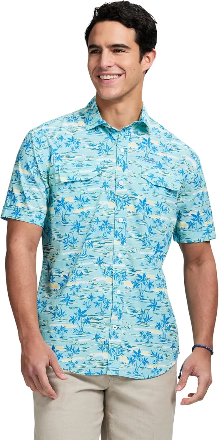 IZOD Men's Sunshield Performance Button Down Short Sleeve Shirt