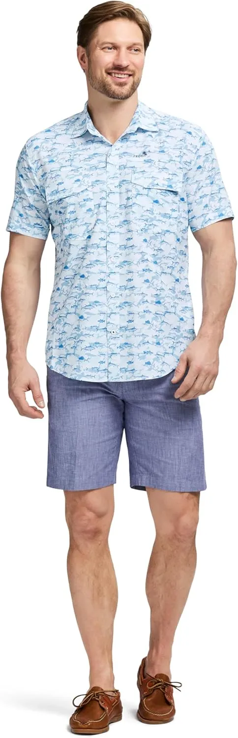 IZOD Men's Sunshield Performance Button Down Short Sleeve Shirt
