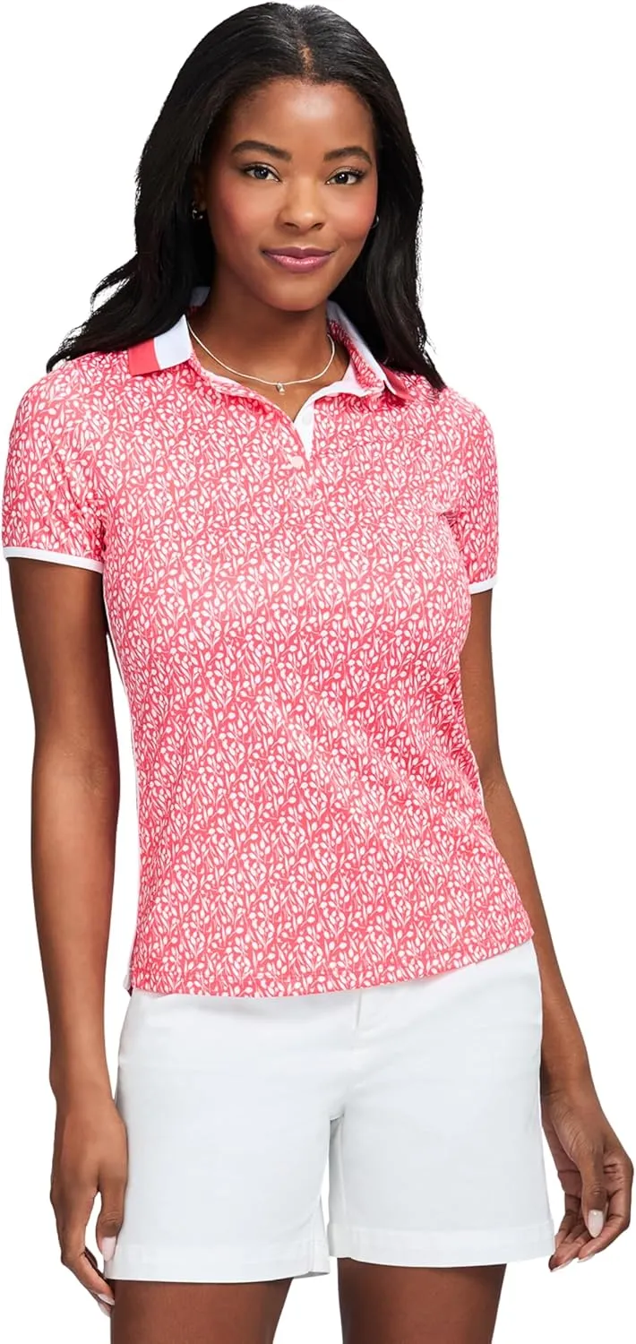 IZOD Women's Shirt Performance Stretch Golf Collared Short Sleeve