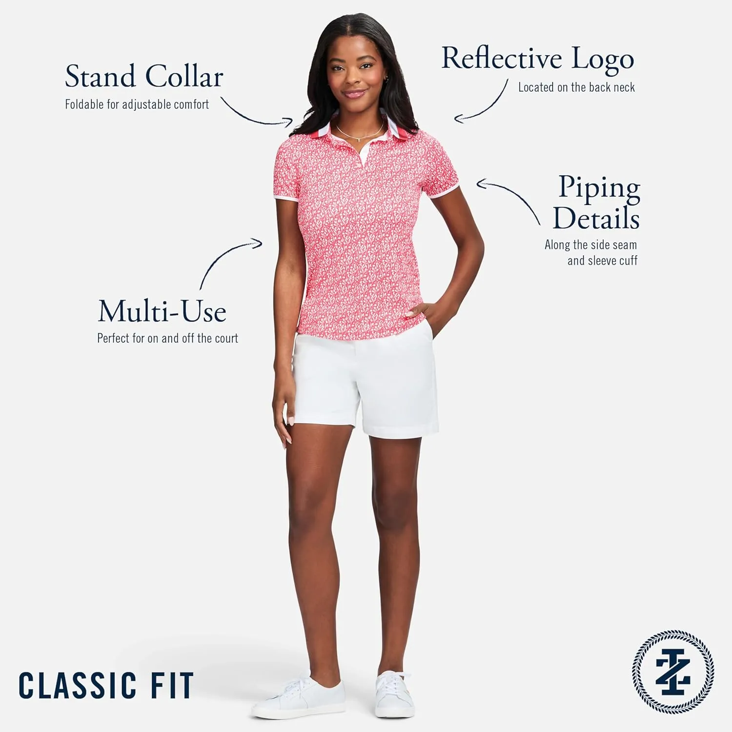 IZOD Women's Shirt Performance Stretch Golf Collared Short Sleeve