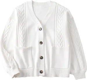 JASCLS Women's Long Sleeve Color Block Chunky Cable Knitted Oversized Sweater Cardigans for Women