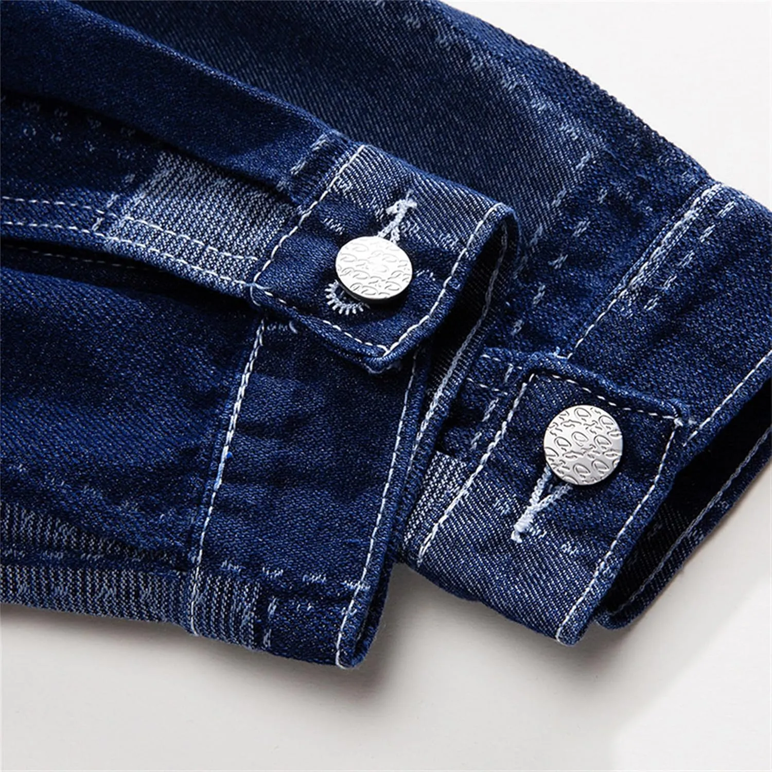 JEKE-DG Men Patchwork Lapel Denim Jacket Casual Slim Fit Jeans Jacket Big Pocket Colorblock Cowboy Outerwear