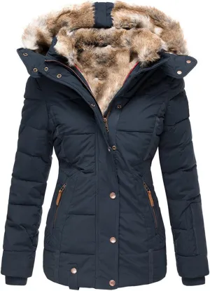 JEsilunmaMY Women's Winter Military Hooded Coats Long Sleeve Slim Fit Fleece Parkas Anoraks Warm Thicken Cotton Puffer Jacket