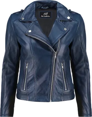 Jild Biker Style Vintage Leather Jacket Women - Casual Fashion Motorcycle Zip-Up Lightweight Coat Collar Women Leather Jacket