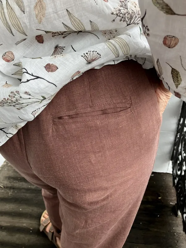 Jiva Mimi Pant - Narrow Leg Linen - Cocoa