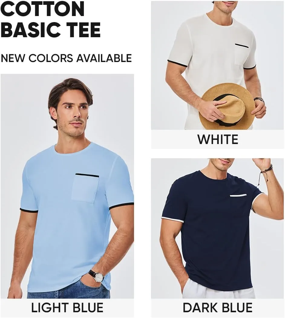 JMIERR Mens T-Shirt Cotton Crewneck Basic Tee Casual Short Sleeve Shirts Active Quick Dry 3 Pack Tops with Pocket