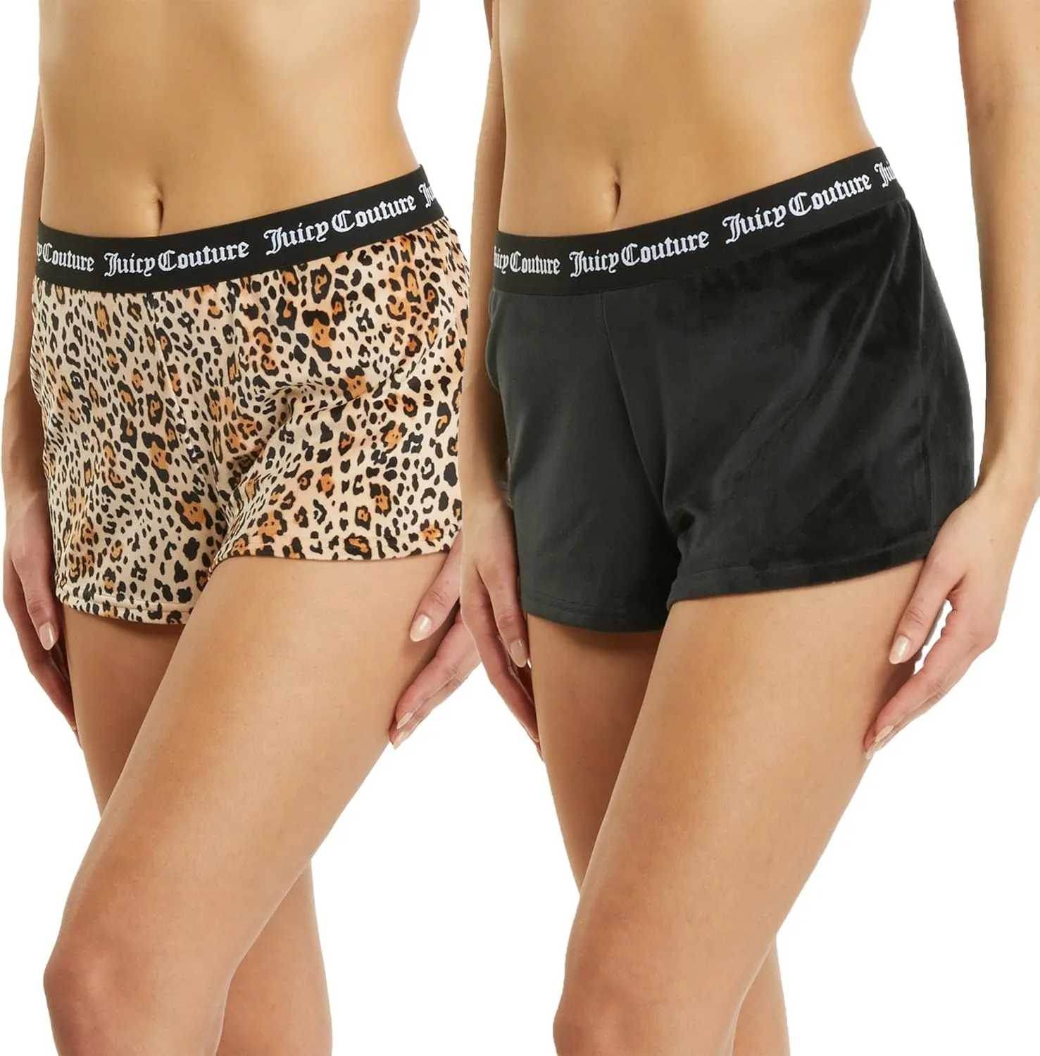 Juicy Couture Velvet Fleece Shorts 2 Piece Designer Pajama Set for Women, 2-Pack Sleep and Lounge Shorts