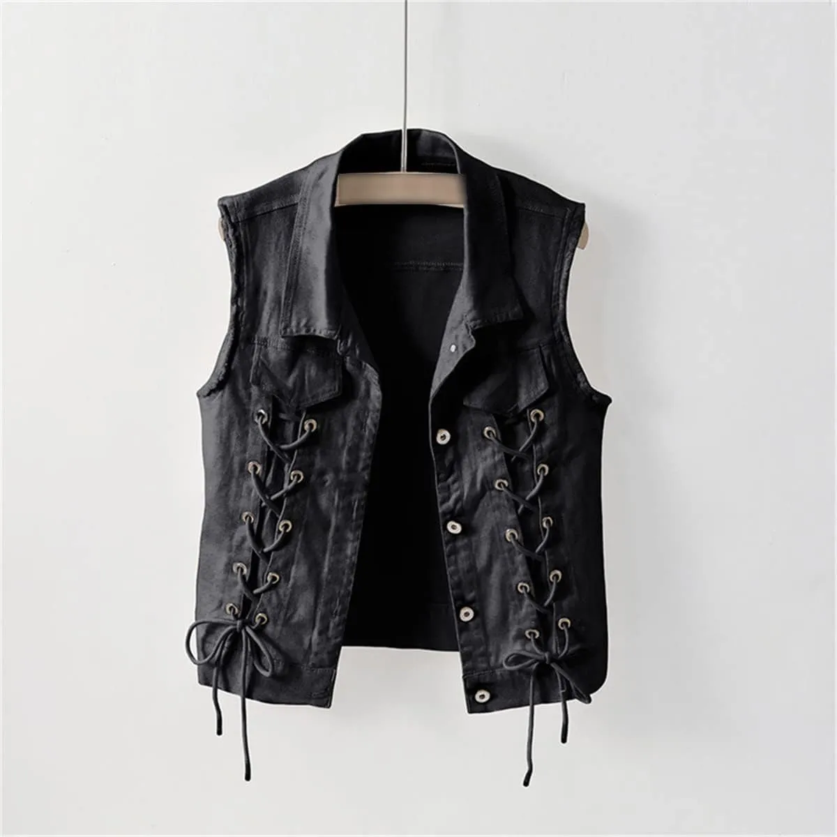 Kelsiop Fashion Denim Vest Women's Spring And Autumn Sleeveless All-Match Top Short Jacket Denim Vest