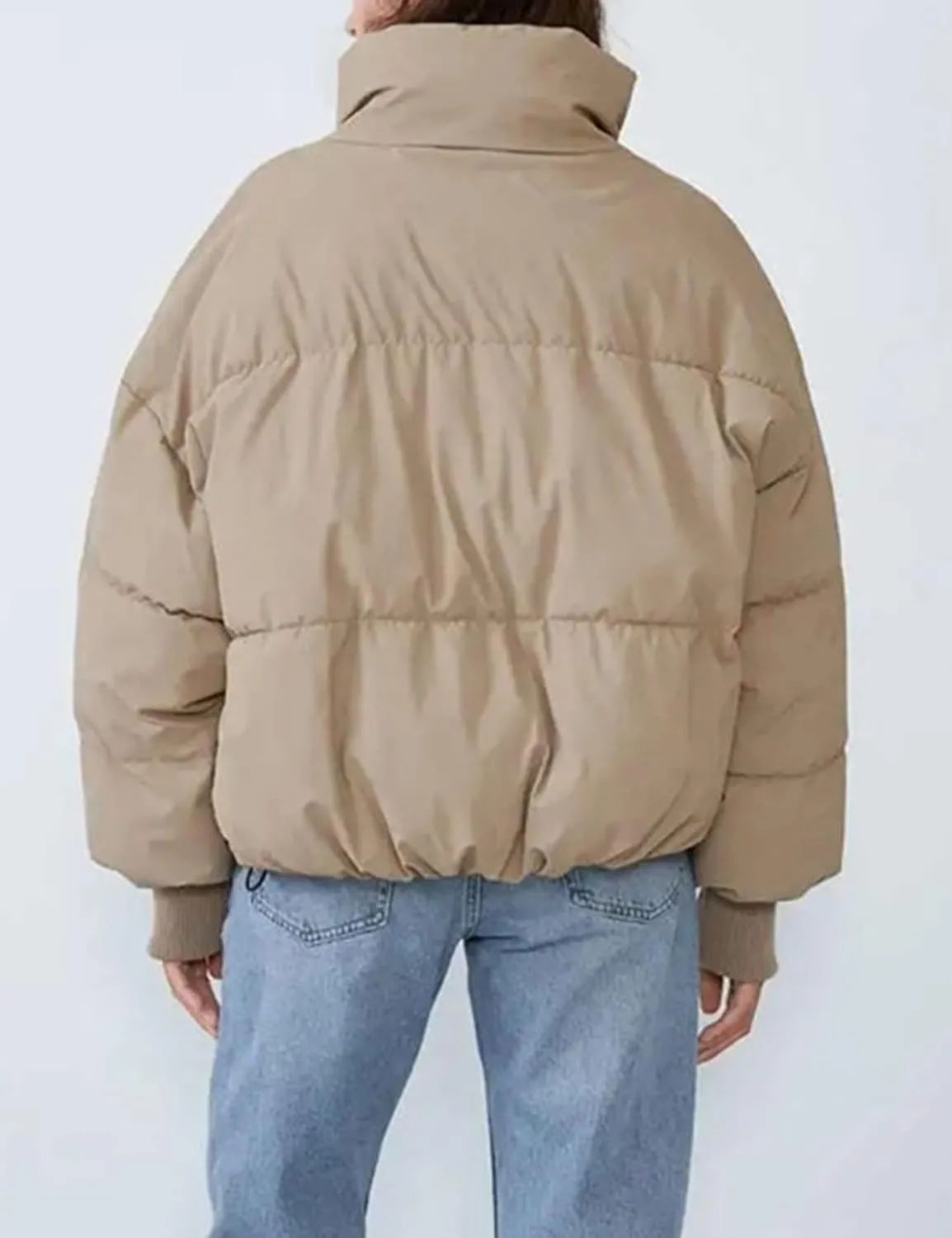 Kissonic Women's Cropped Puffer Jacket Full Zip Short Quilted Padded Down Coat