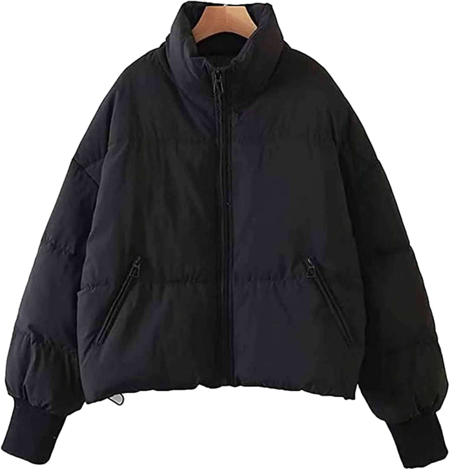 Kissonic Women's Cropped Puffer Jacket Full Zip Short Quilted Padded Down Coat