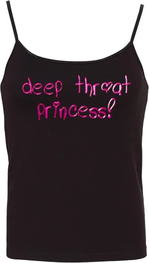 Knaughty Knickers Deep Throat Princess Oral Queen Cum Slut Fun Flirty Camisole Cami Tank Top Sleep Wear Fitted Scoop Neck