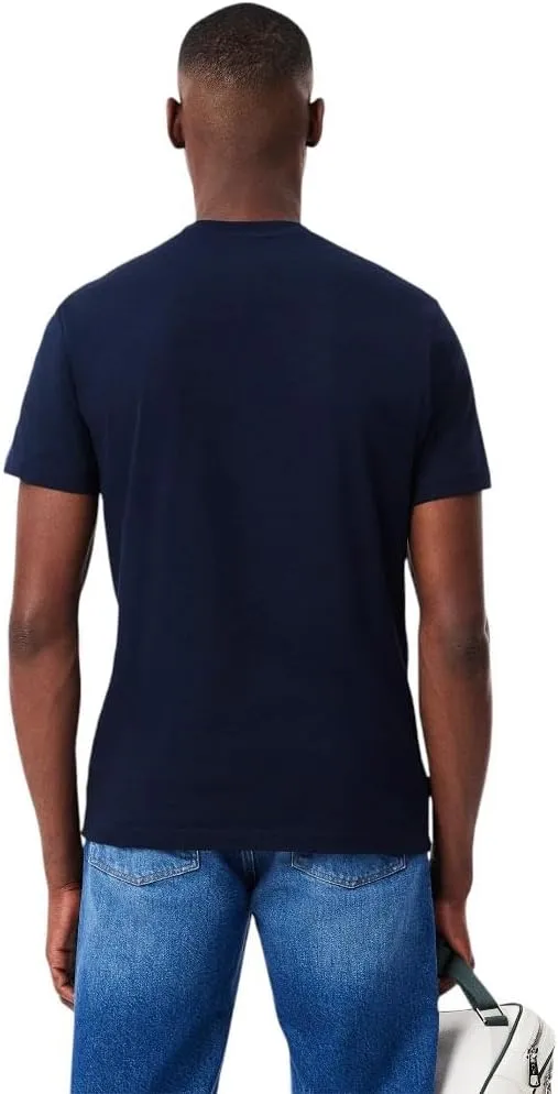 Lacoste Mens Regular Fit Short Sleeve Crew Neck Tee Shirt W Large Croc and Lacoste Graphic on the Front of the Chest