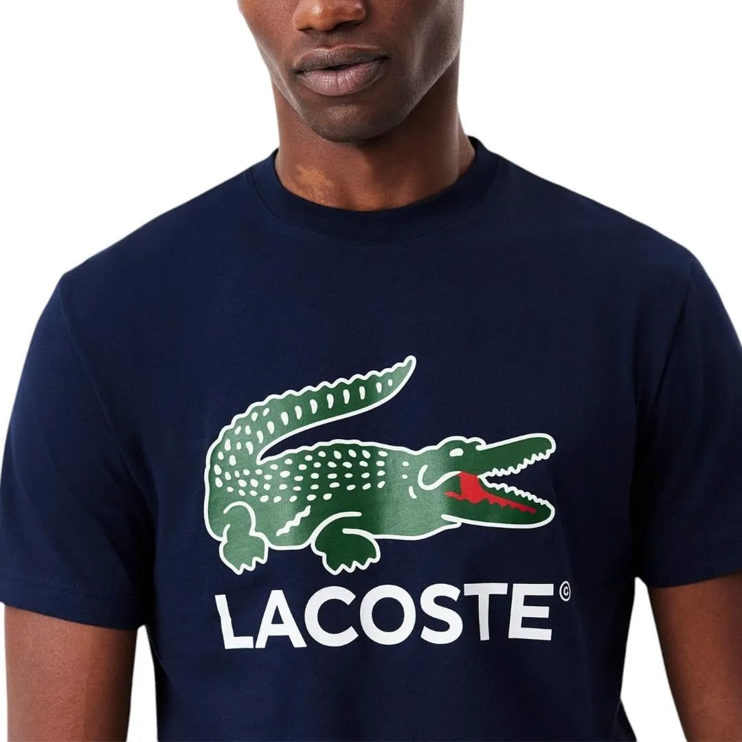 Lacoste Mens Regular Fit Short Sleeve Crew Neck Tee Shirt W Large Croc and Lacoste Graphic on the Front of the Chest