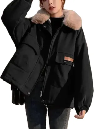 Ladies Short Parka Outwear Winter Female Loose Fitting Down Cotton Coat New Women Thickening Cotton Padded Jacket