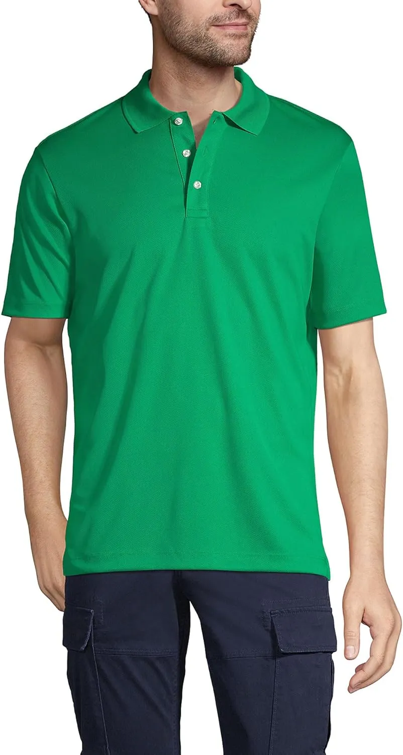 Lands' End Men's Short Sleeve Solid Active Polo Shirt