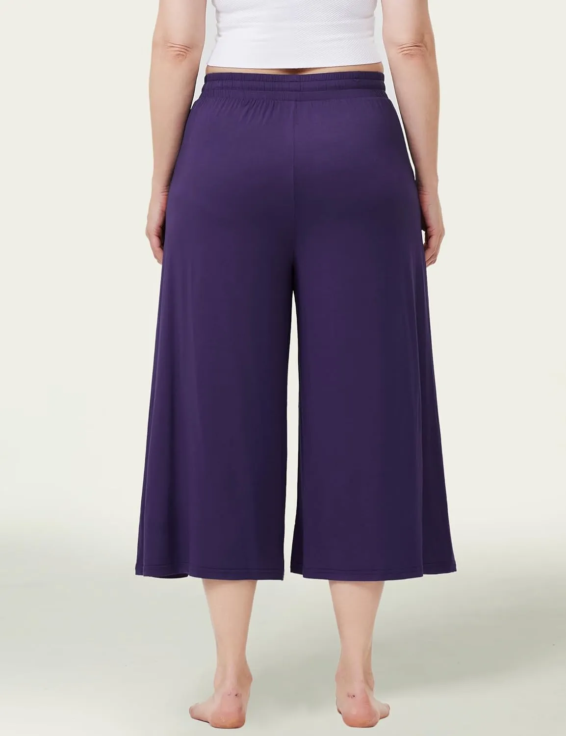 LazyCozy Women's Bamboo-Derived Viscose Capri Pajama Pants, Casual Wide Leg Lounge Pants Pajama Bottoms