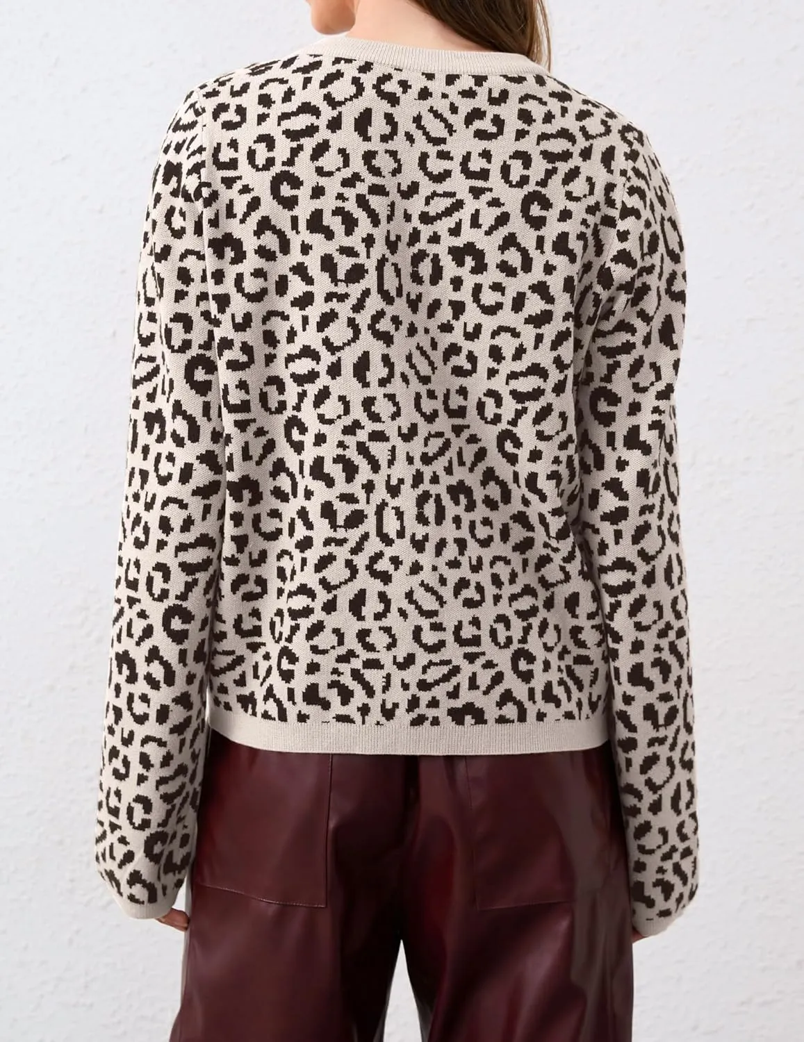 Leopard Cardigan Long Sleeve Open Front Button Up Cheetah Print Top Leopard Sweater Coat Cropped Cardigan Jackets