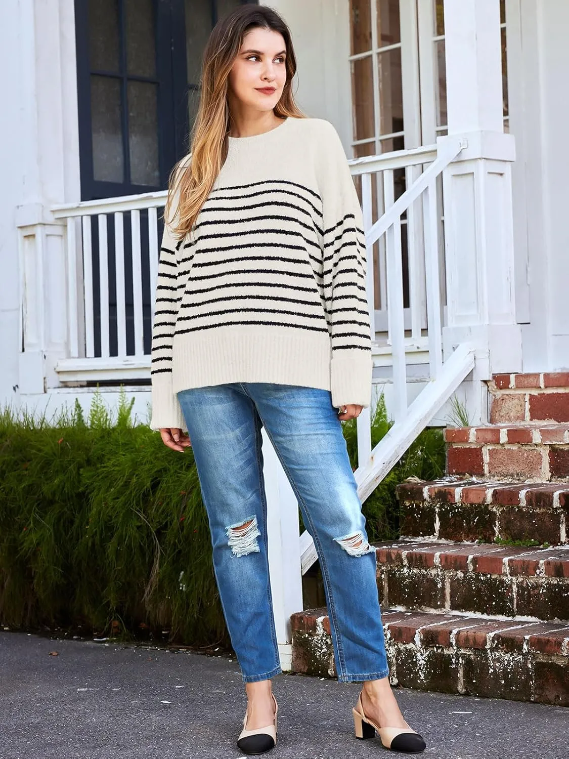 LILLUSORY Women's Oversized Sweaters Fuzzy Chunky Warm Pullover Sweater