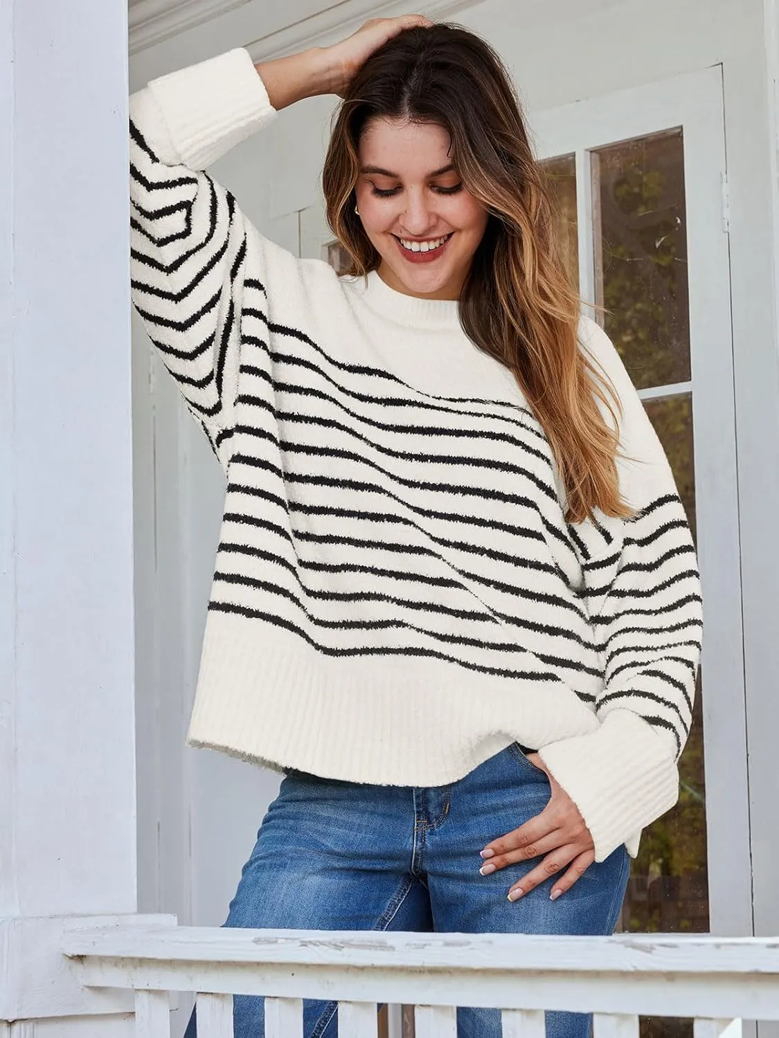 LILLUSORY Women's Oversized Sweaters Fuzzy Chunky Warm Pullover Sweater