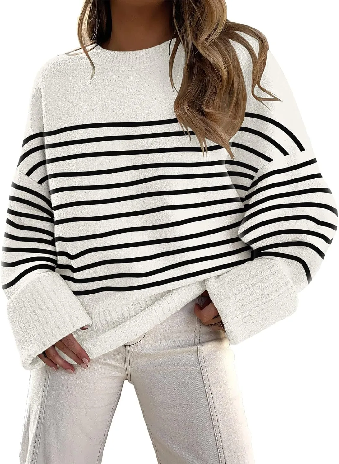 LILLUSORY Women's Oversized Sweaters Fuzzy Chunky Warm Pullover Sweater