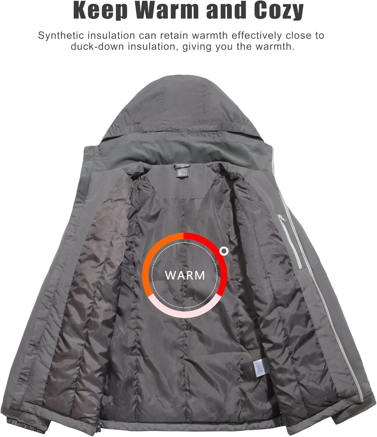 Little Donkey Andy Men's Lightweight Winter Jacket Hooded Windproof Warm Insulated Jacket for Ski Hiking