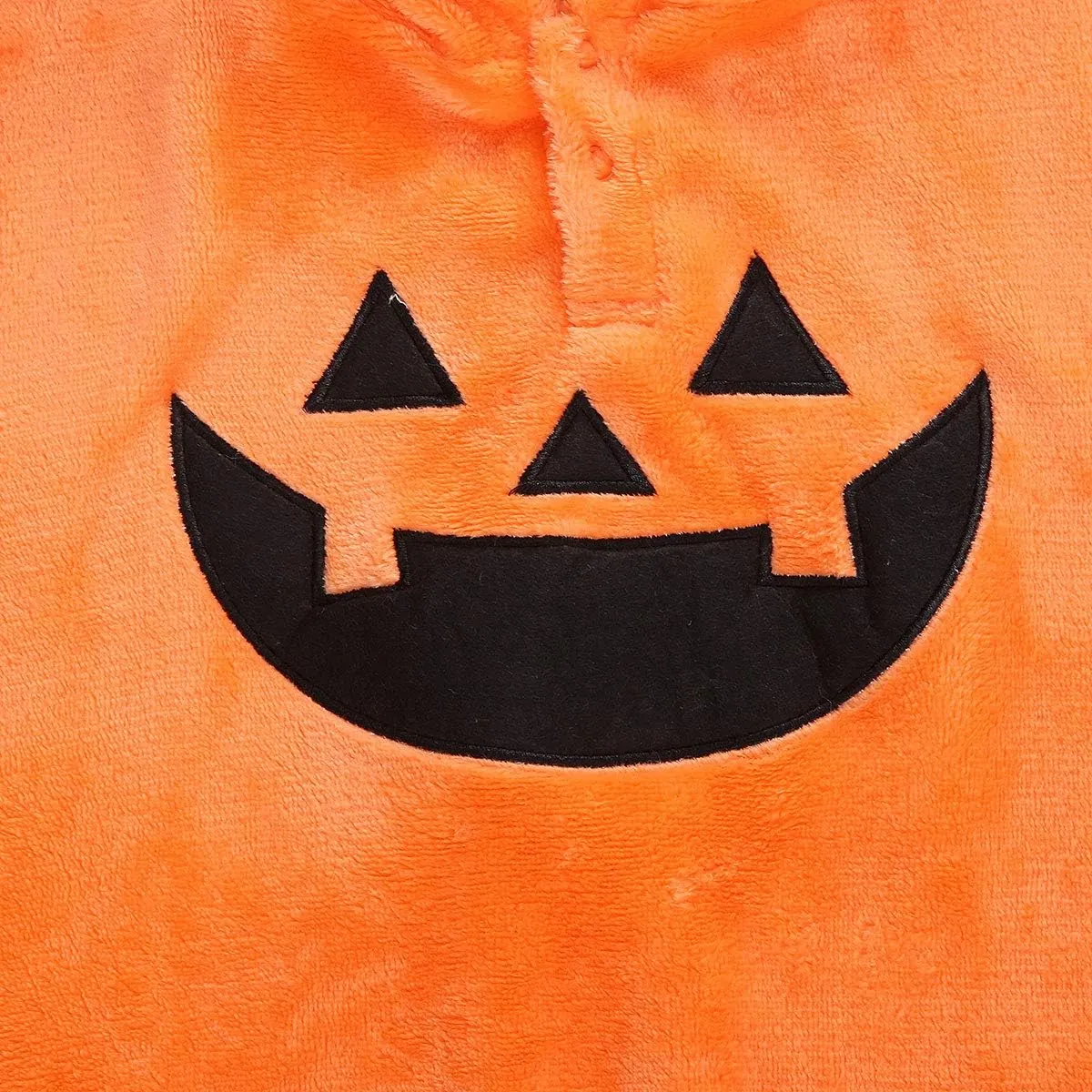 Little Kids Halloween Cloak, Pumpkin Hoodie Buttons Patchwork Loose Sweater Fleece Cloak Cape Outftis