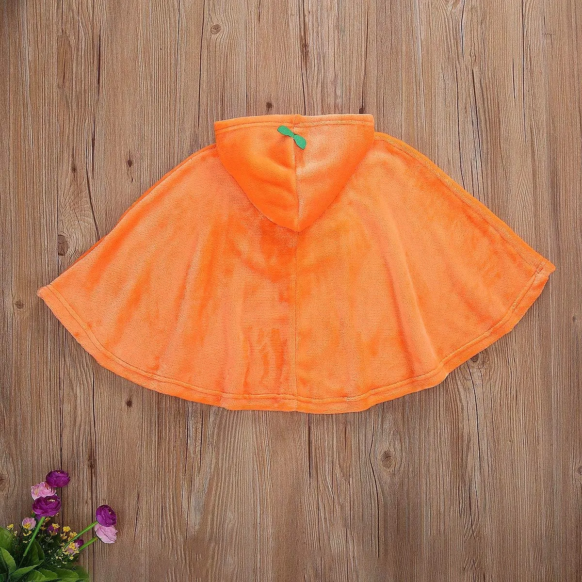 Little Kids Halloween Cloak, Pumpkin Hoodie Buttons Patchwork Loose Sweater Fleece Cloak Cape Outftis
