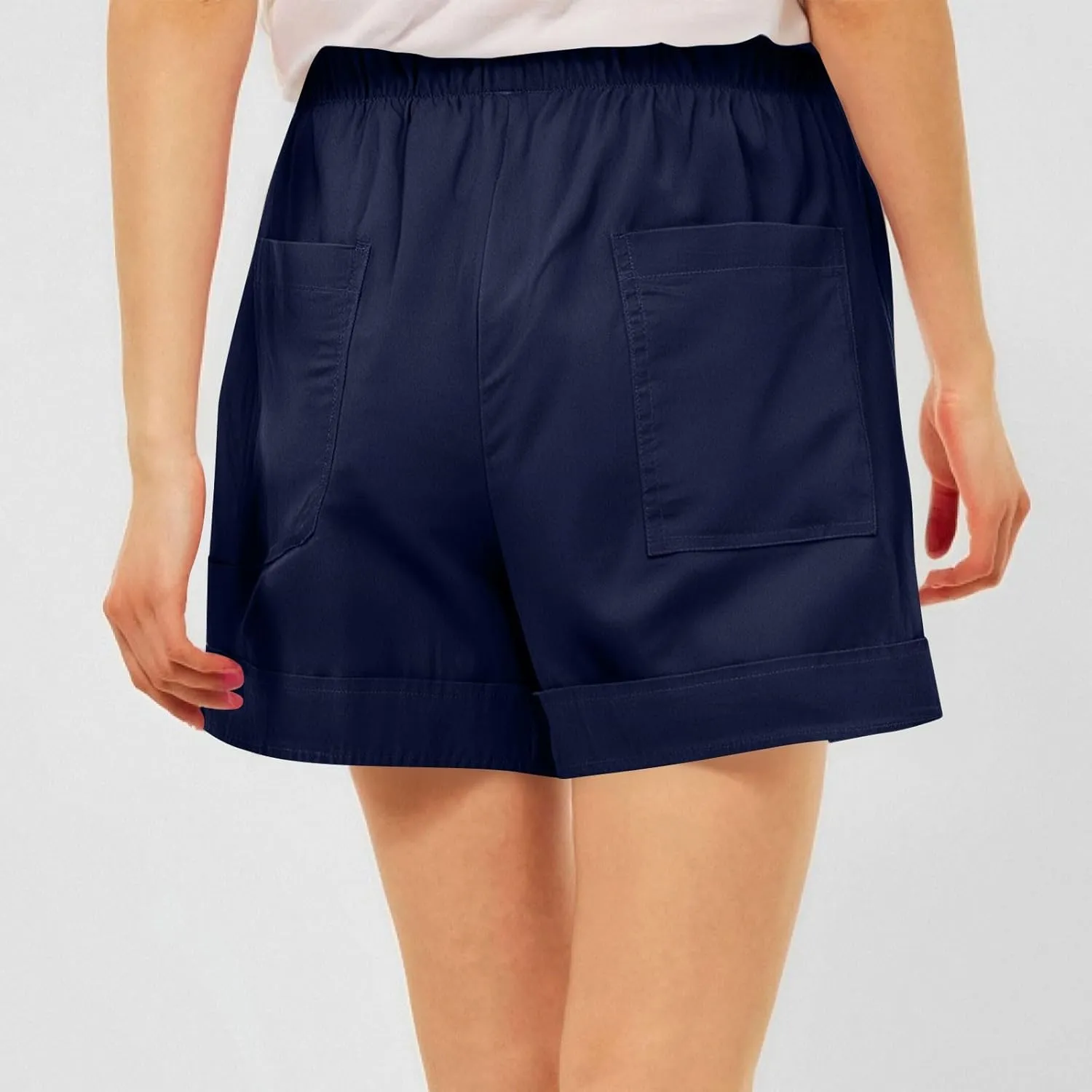 Lounge Shorts Women Casual Summer 2025 Trendy Lightweight Beach Linen Shorts with Pockets Elastic High Waisted Lounge Shorts