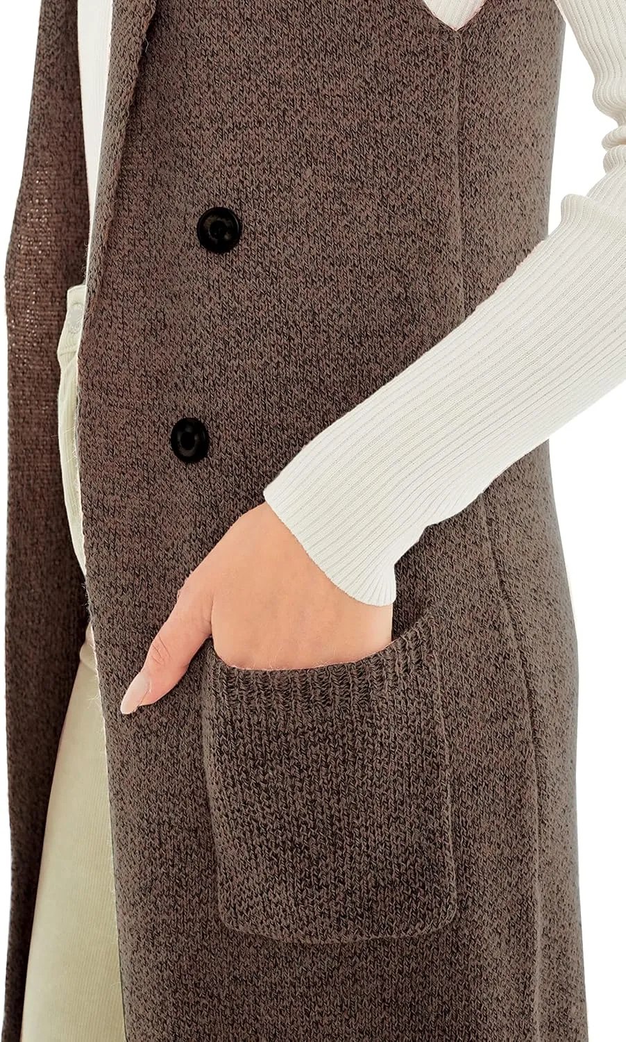 Love Tree Women's Sleeveless Long Sweater Vest Open Front Knit Cardigan Waistcoat