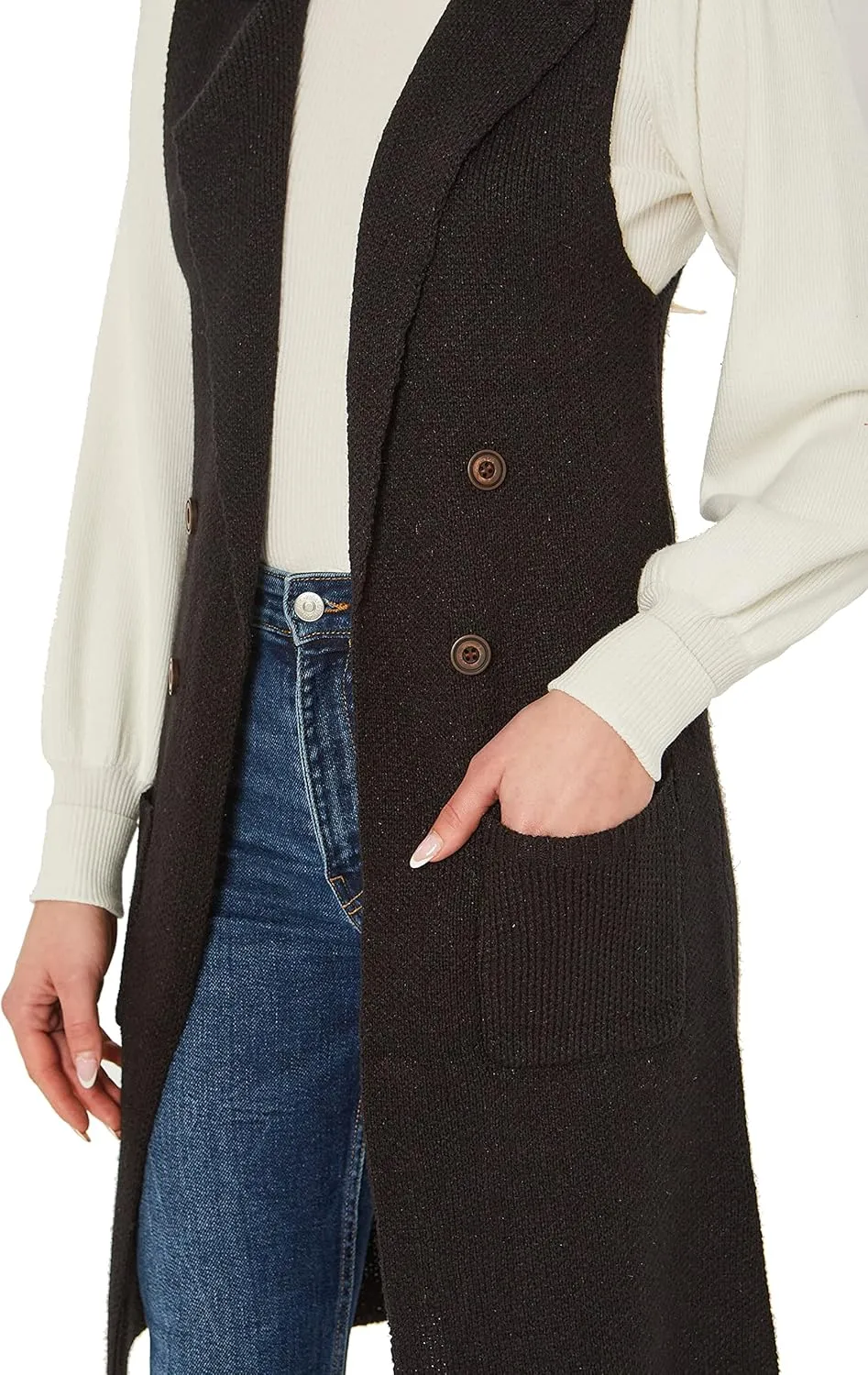 Love Tree Women's Sleeveless Long Sweater Vest Open Front Knit Cardigan Waistcoat