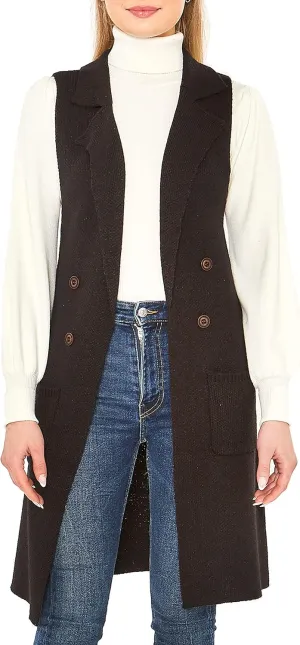 Love Tree Women's Sleeveless Long Sweater Vest Open Front Knit Cardigan Waistcoat