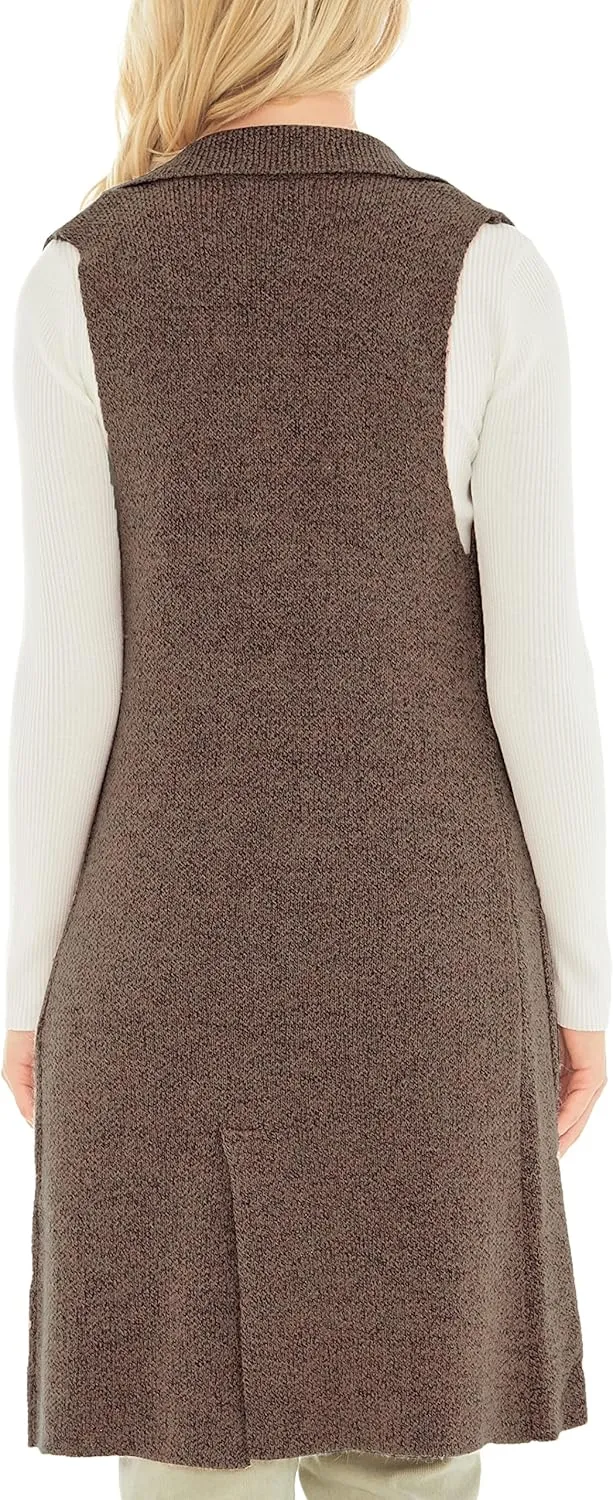 Love Tree Women's Sleeveless Long Sweater Vest Open Front Knit Cardigan Waistcoat