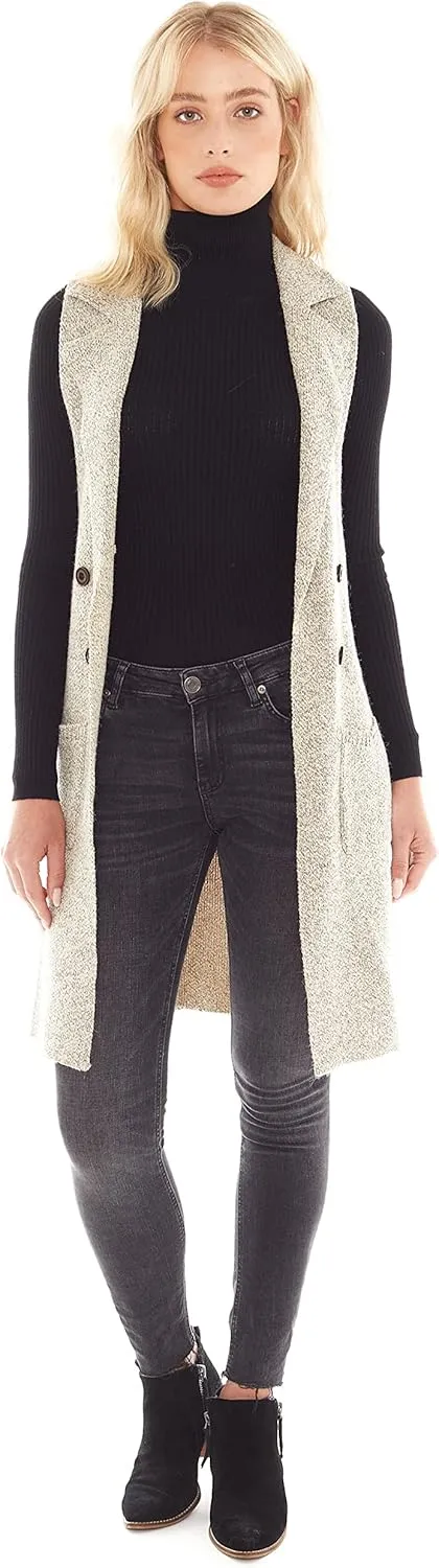 Love Tree Women's Sleeveless Long Sweater Vest Open Front Knit Cardigan Waistcoat