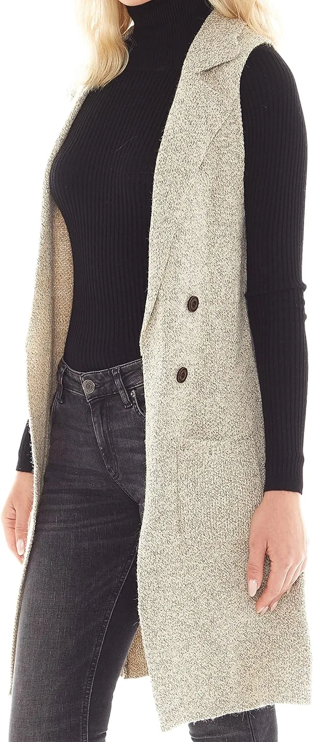 Love Tree Women's Sleeveless Long Sweater Vest Open Front Knit Cardigan Waistcoat