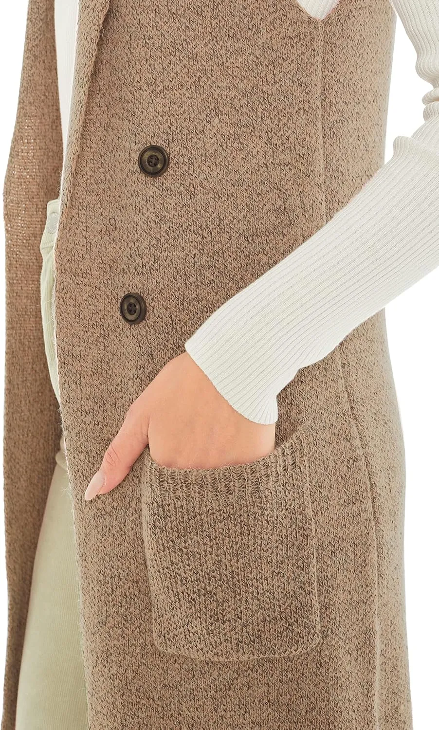 Love Tree Women's Sleeveless Long Sweater Vest Open Front Knit Cardigan Waistcoat