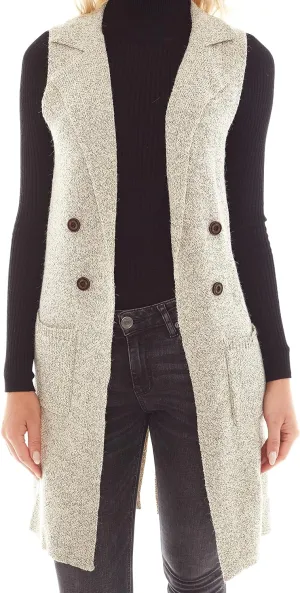 Love Tree Women's Sleeveless Long Sweater Vest Open Front Knit Cardigan Waistcoat