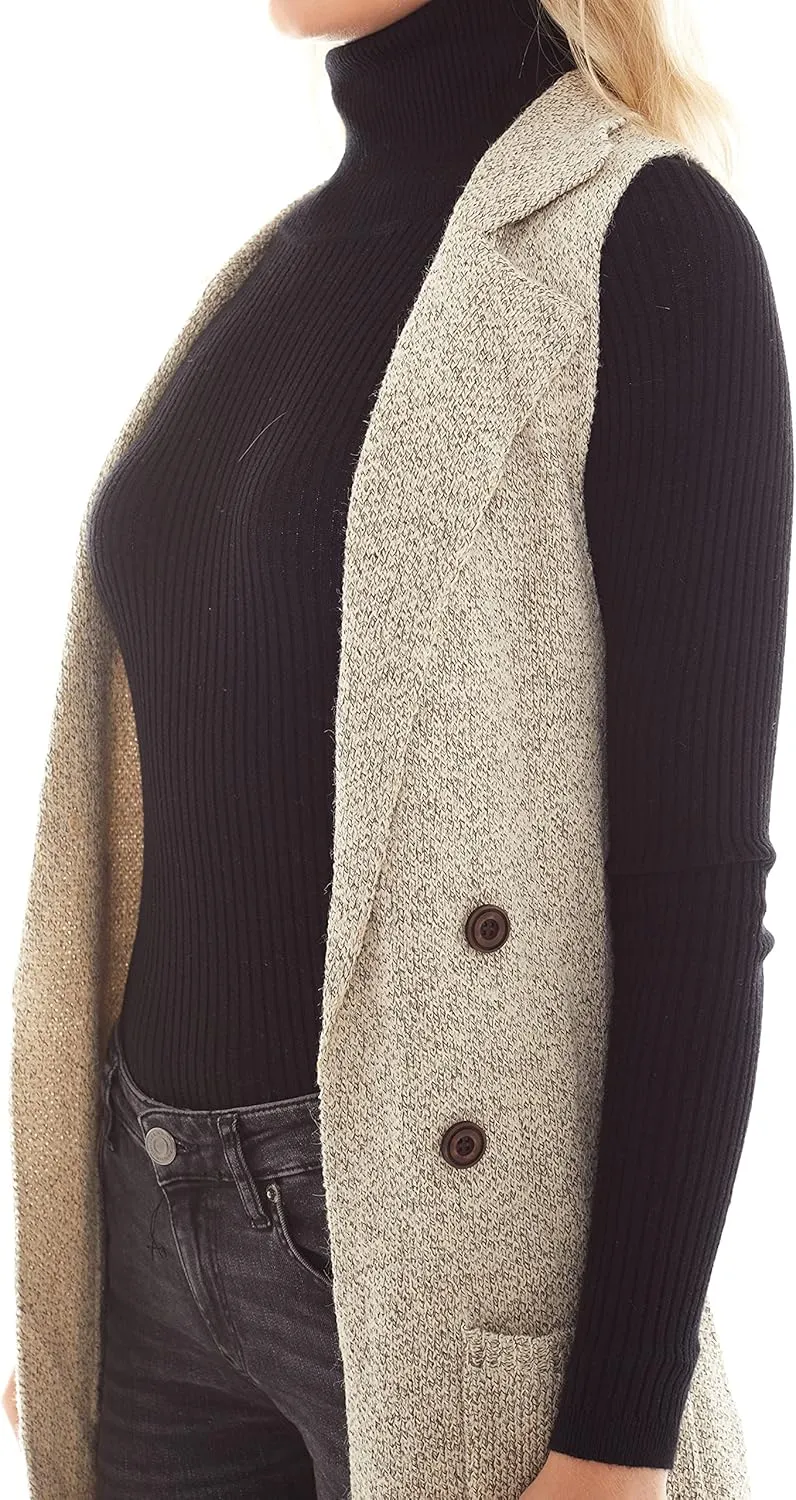 Love Tree Women's Sleeveless Long Sweater Vest Open Front Knit Cardigan Waistcoat
