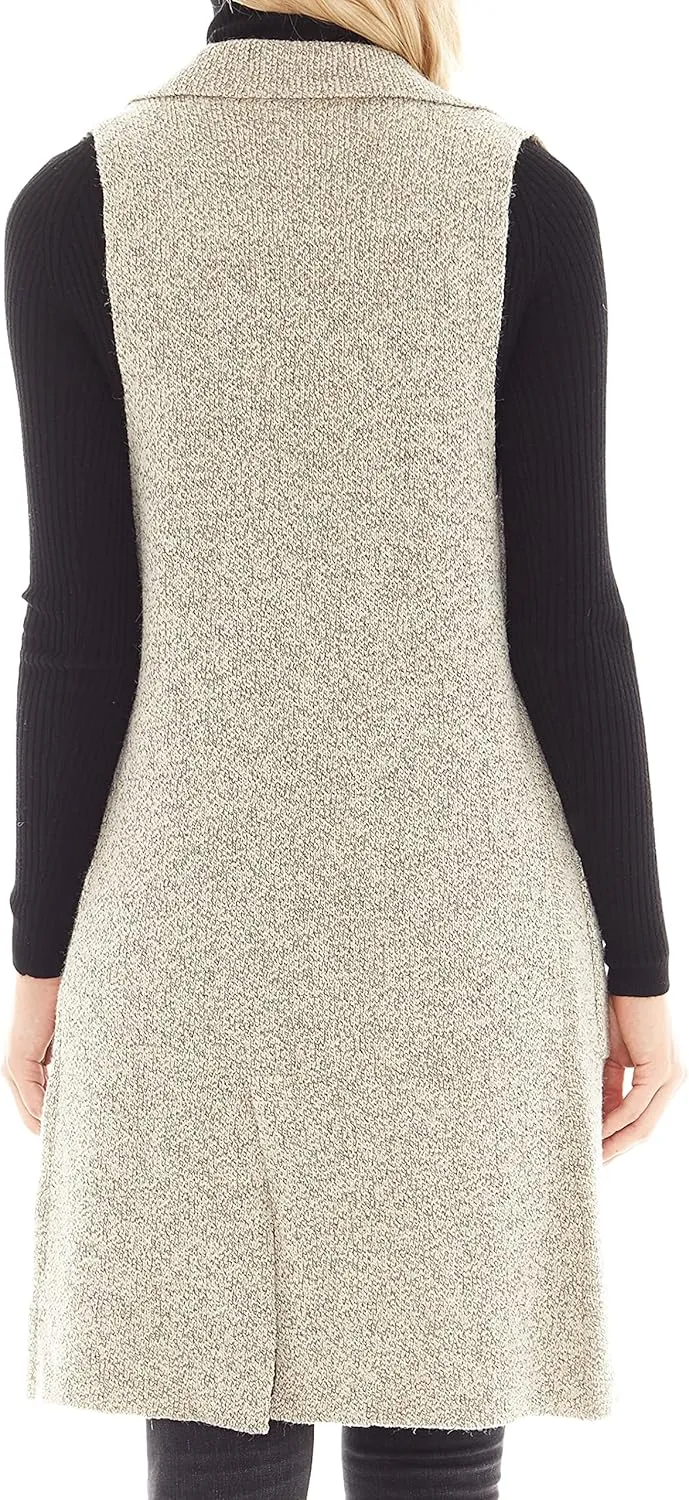 Love Tree Women's Sleeveless Long Sweater Vest Open Front Knit Cardigan Waistcoat