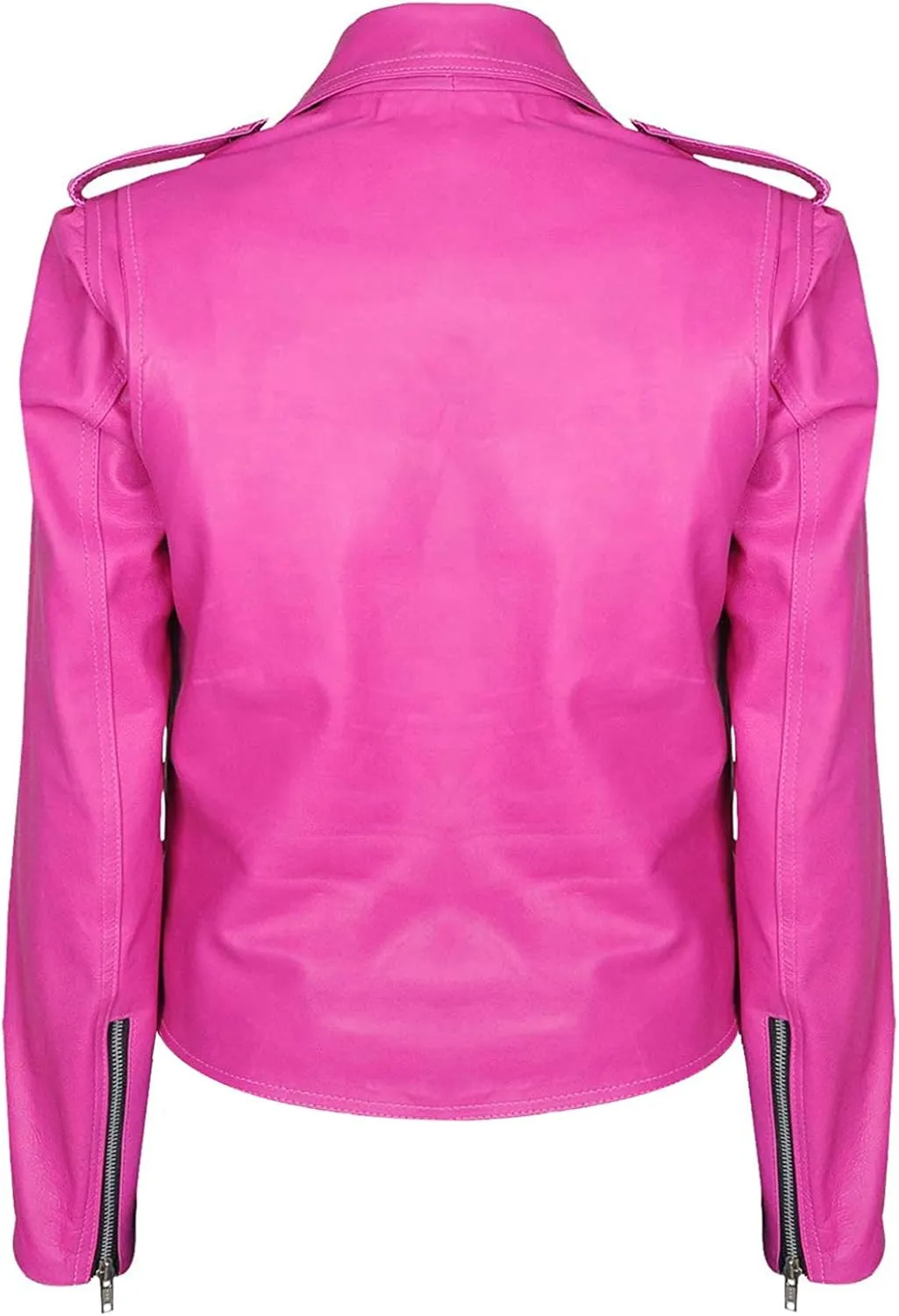 LP-FACON Womens Hot Pink Lambskin Real Leather Jacket - Motorcycle Style Brando Biker Genuine Leather Jacket