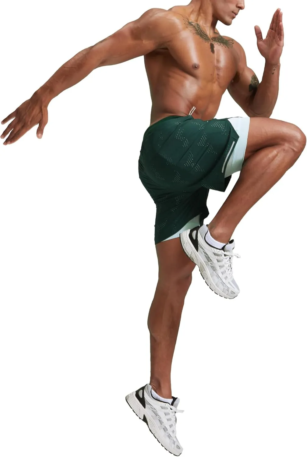 maamgic Mens 2 in 1 Running Shorts 5" Gym Workout Shorts with Zipper Pockets