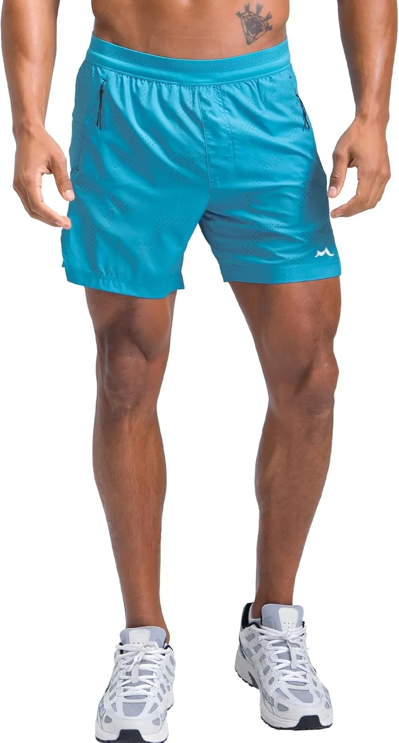 maamgic Mens 2 in 1 Running Shorts 5" Gym Workout Shorts with Zipper Pockets